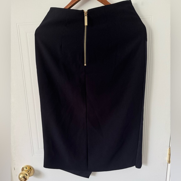 Ted Baker Navy blue skirt biscrepe with front drape - Picture 3 of 8
